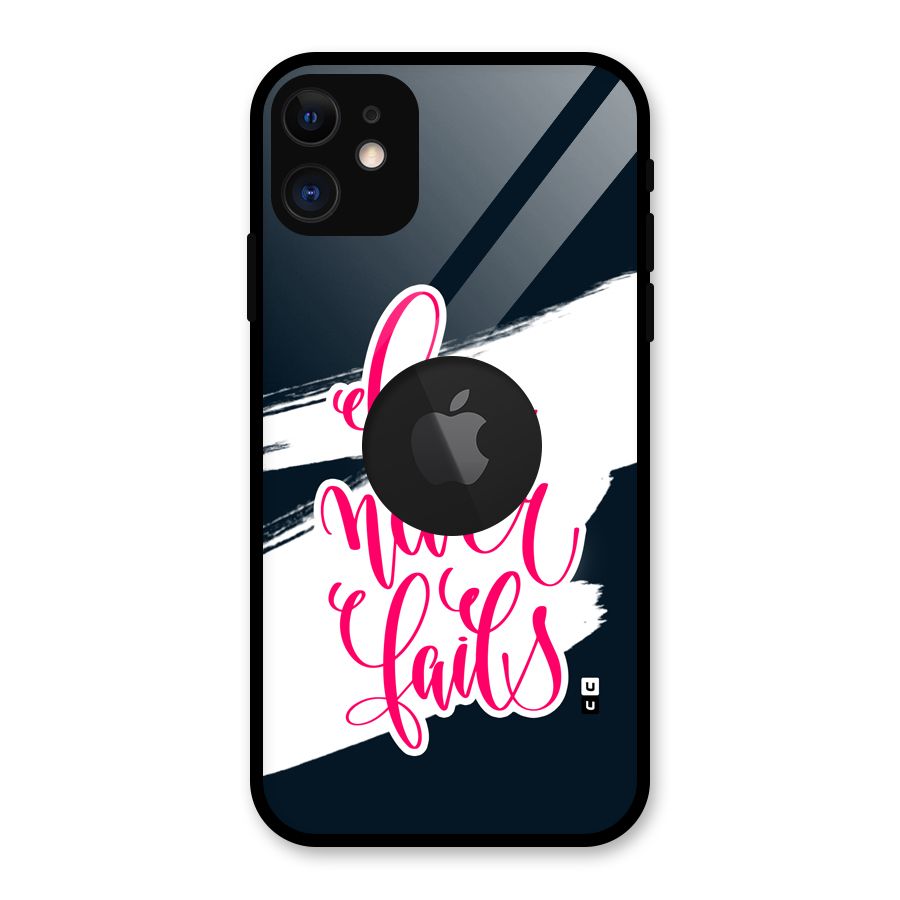 Love Never Fails Glass Back Case for iPhone 11 Logo Cut