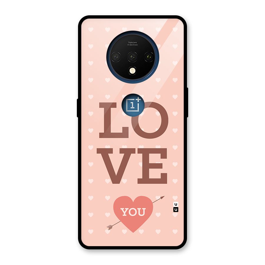 Love You Hearts Glass Back Case for OnePlus 7T
