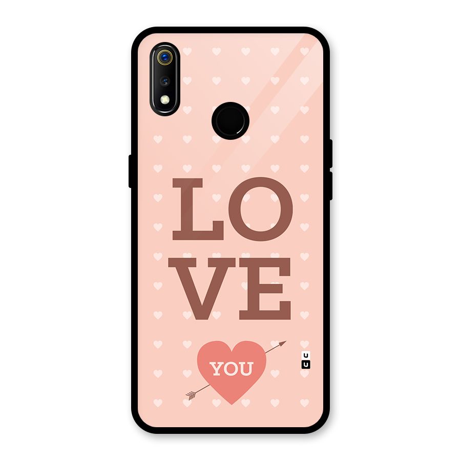 Love You Hearts Glass Back Case for Realme 3