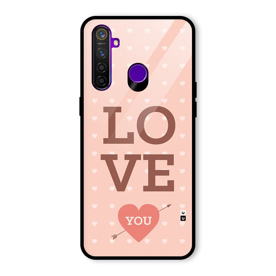 Love You Hearts Glass Back Case for Realme 5 Pro