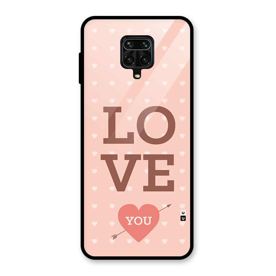 Love You Hearts Glass Back Case for Redmi Note 9 Pro