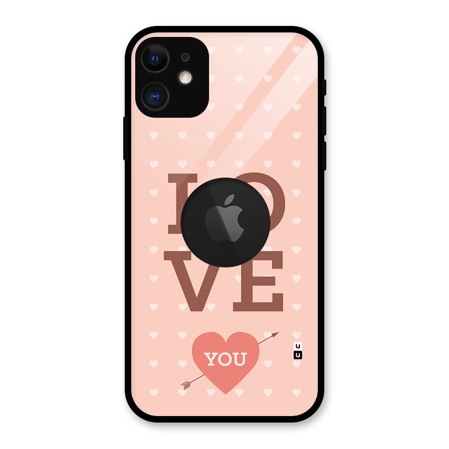 Love You Hearts Glass Back Case for iPhone 11 Logo Cut