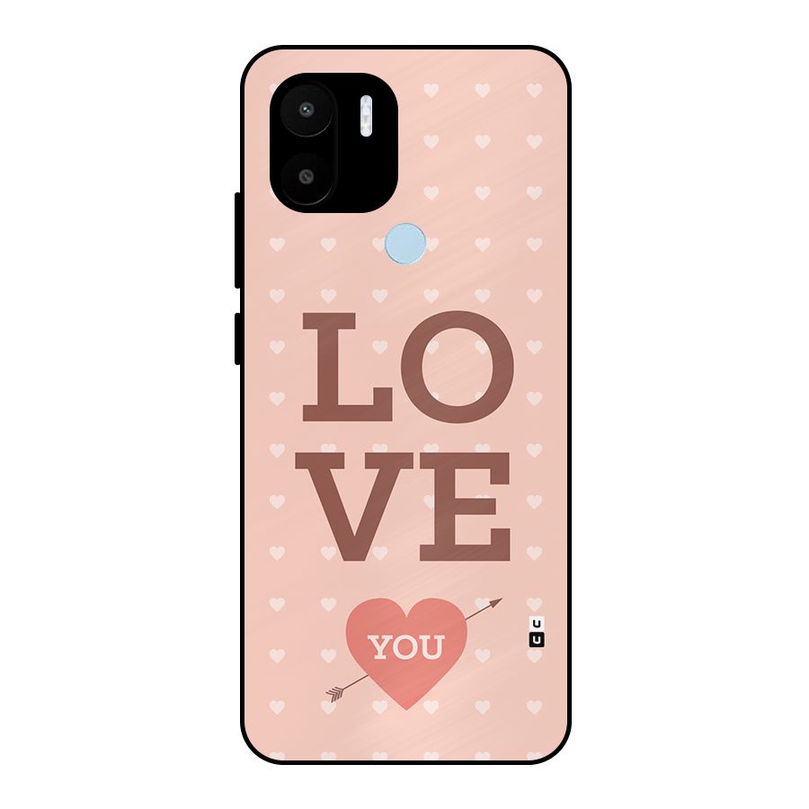 Love You Hearts Metal Back Case for Redmi A2 Plus