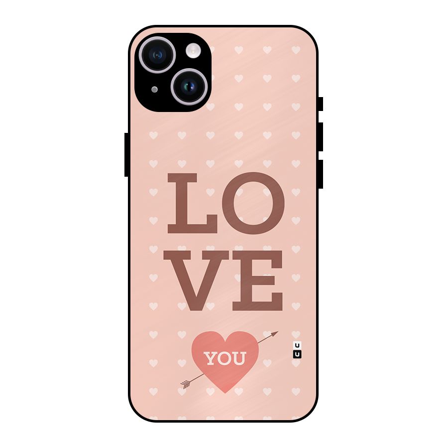Love You Hearts Metal Back Case for iPhone 14 Plus