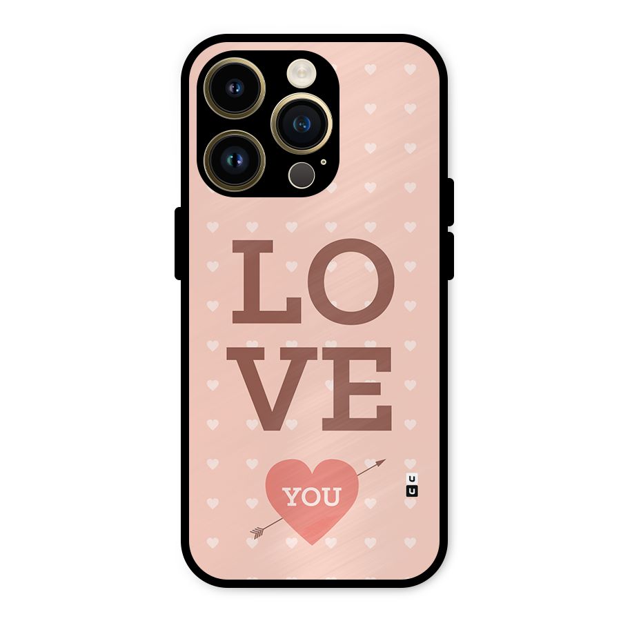 Love You Hearts Metal Back Case for iPhone 14 Pro