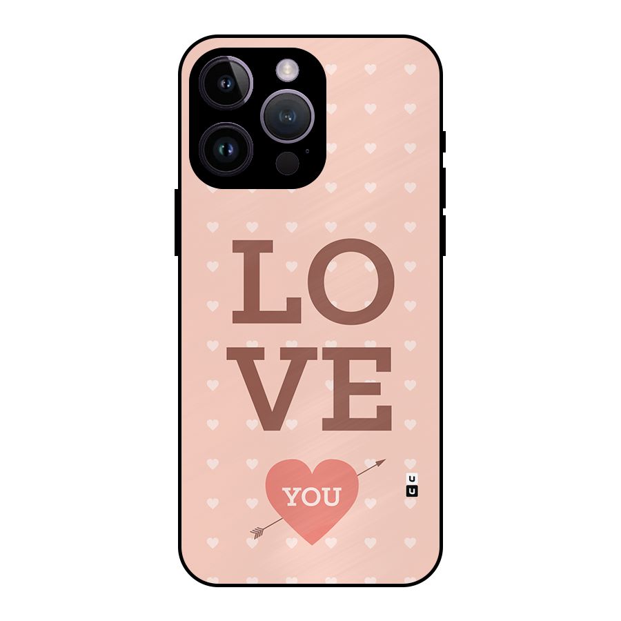 Love You Hearts Metal Back Case for iPhone 14 Pro Max