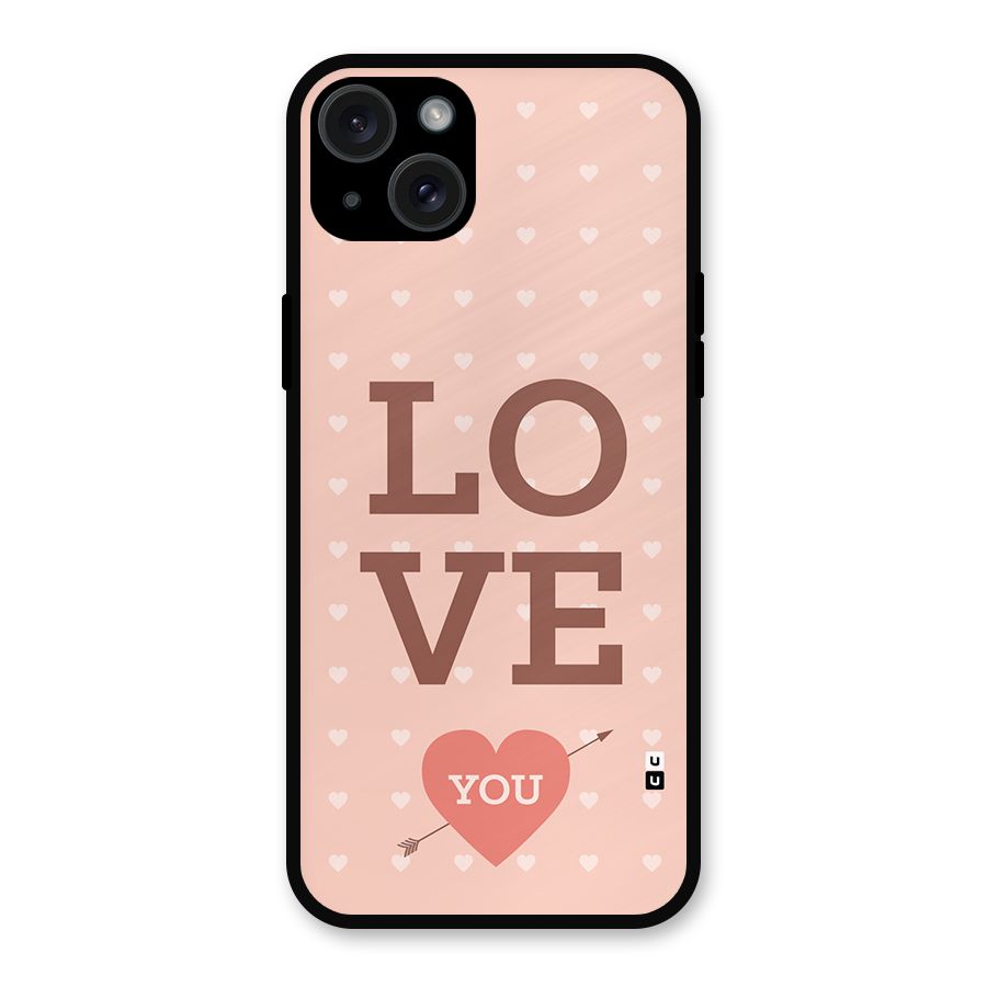 Love You Hearts Metal Back Case for iPhone 15 Plus