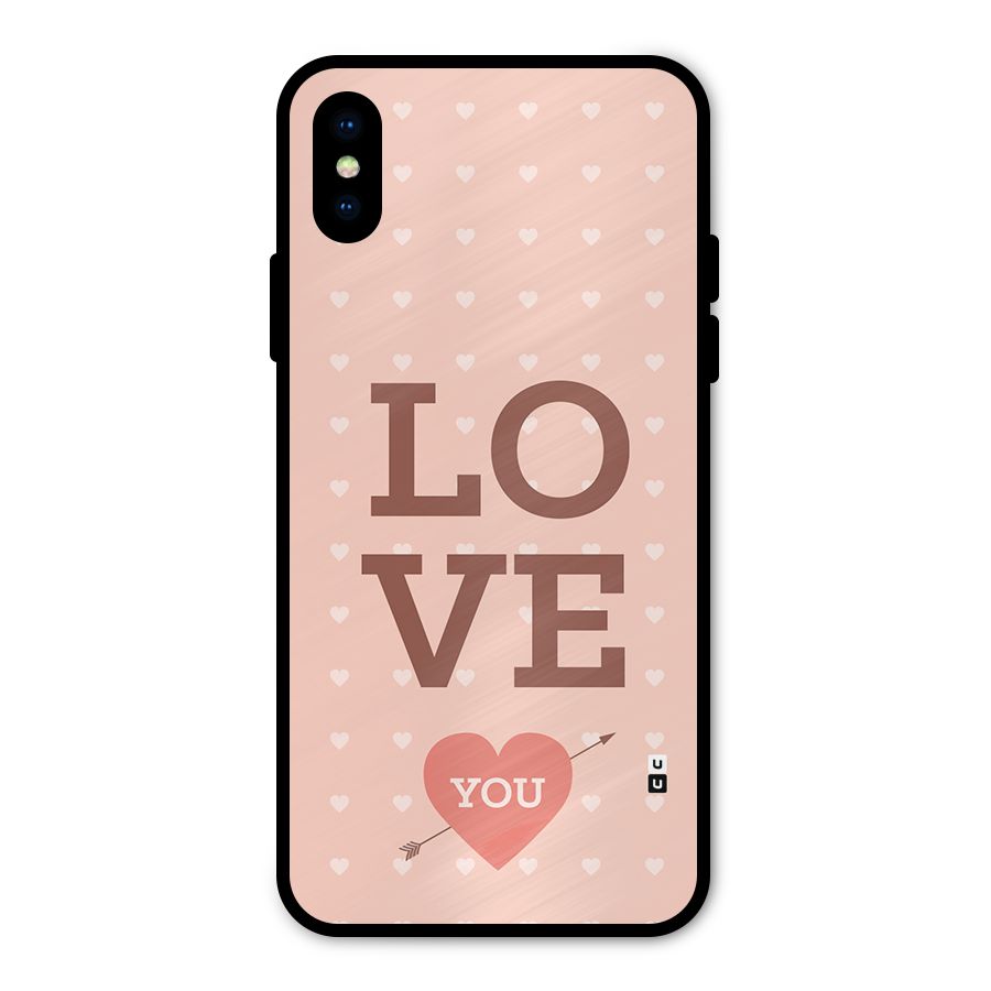 Love You Hearts Metal Back Case for iPhone X