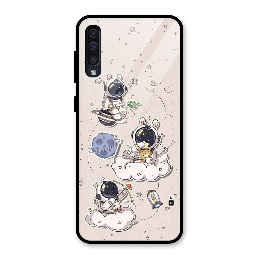 Lovely Astronaut Playing Glass Back Case for Galaxy A30s