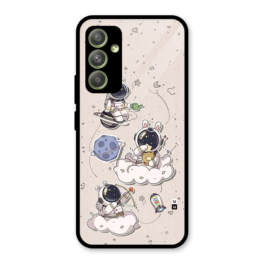 Lovely Astronaut Playing Glass Back Case for Galaxy A54