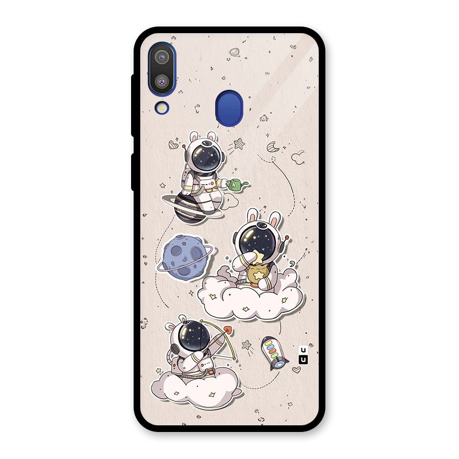 Lovely Astronaut Playing Glass Back Case for Galaxy M20