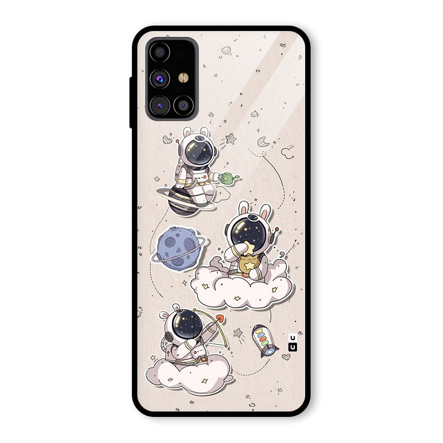 Lovely Astronaut Playing Glass Back Case for Galaxy M31s