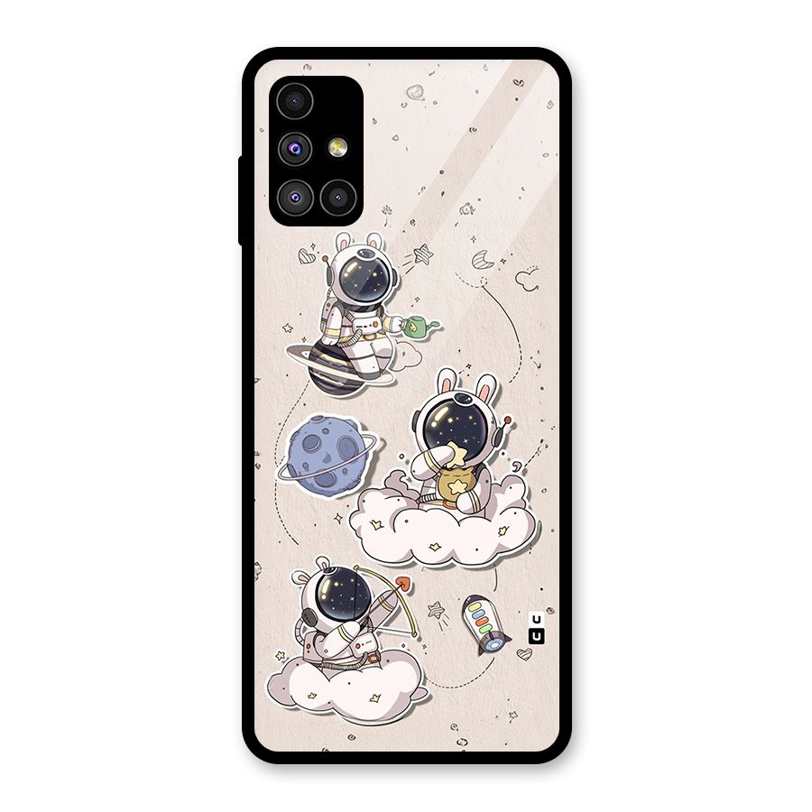 Lovely Astronaut Playing Glass Back Case for Galaxy M51