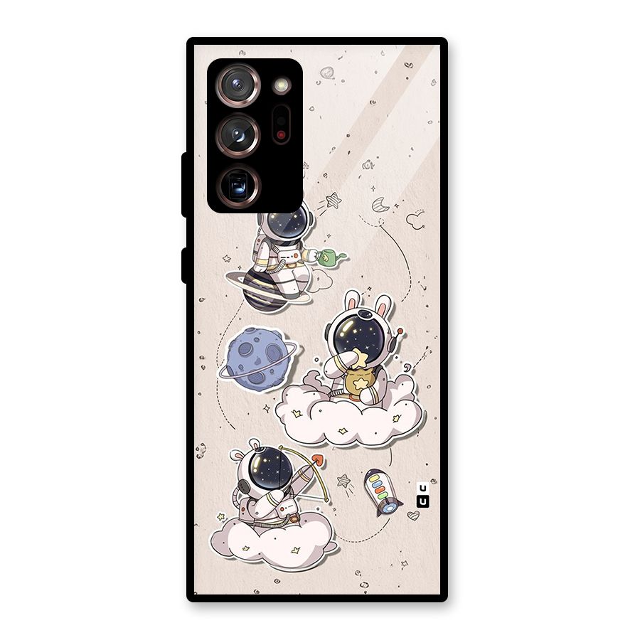 Lovely Astronaut Playing Glass Back Case for Galaxy Note 20 Ultra
