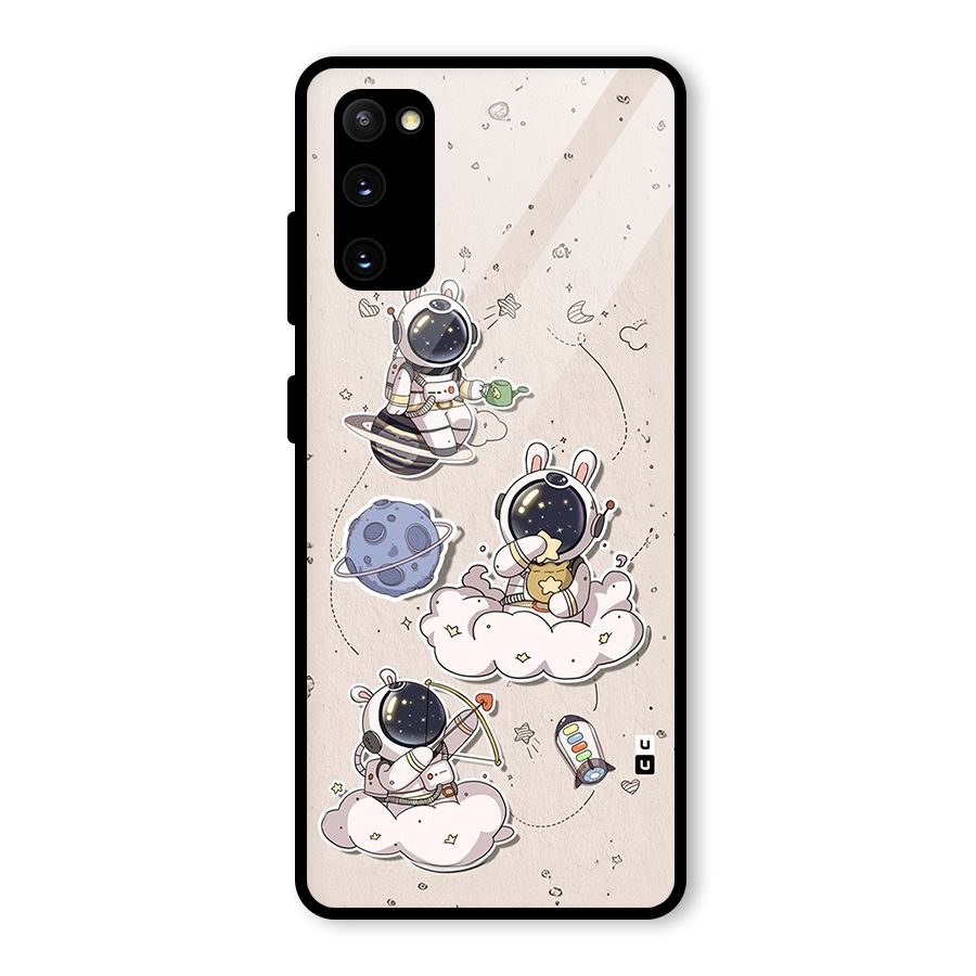 Lovely Astronaut Playing Glass Back Case for Galaxy S20 FE 5G