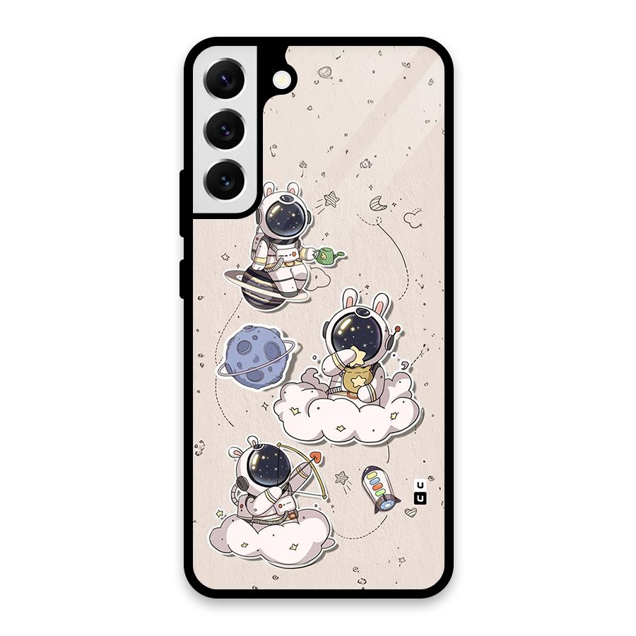 Lovely Astronaut Playing Glass Back Case for Galaxy S22 Plus 5G