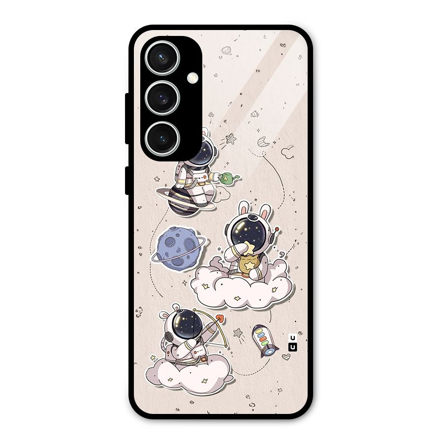 Lovely Astronaut Playing Glass Back Case for Galaxy S23 FE