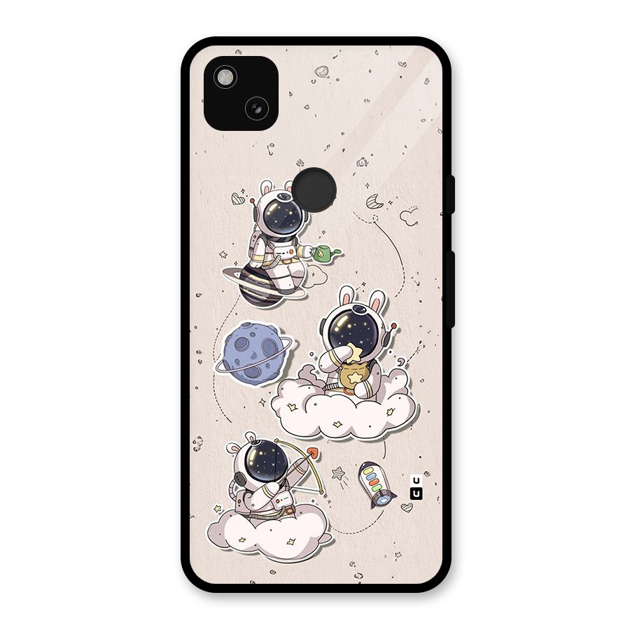 Lovely Astronaut Playing Glass Back Case for Google Pixel 4a