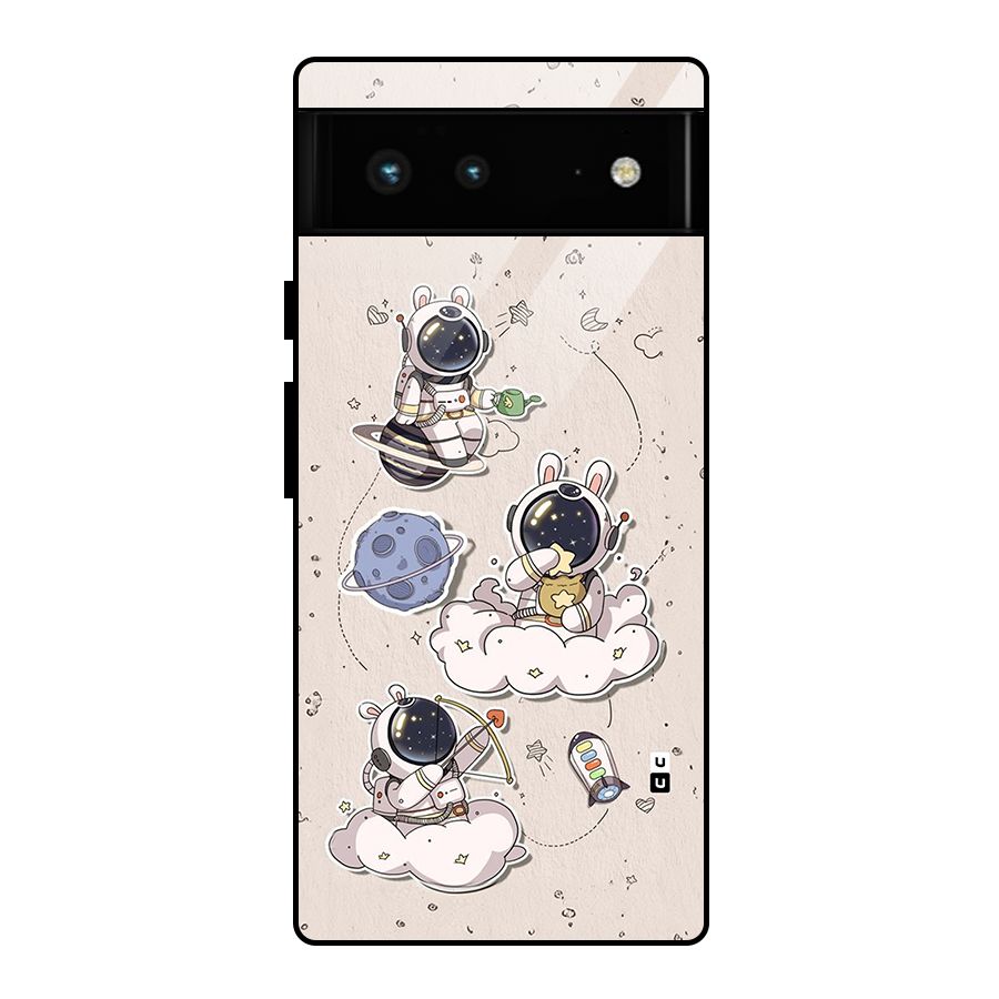 Lovely Astronaut Playing Glass Back Case for Google Pixel 6