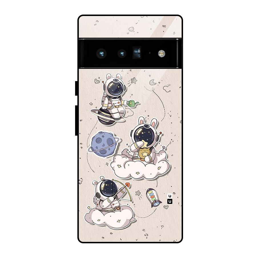 Lovely Astronaut Playing Glass Back Case for Google Pixel 6 Pro