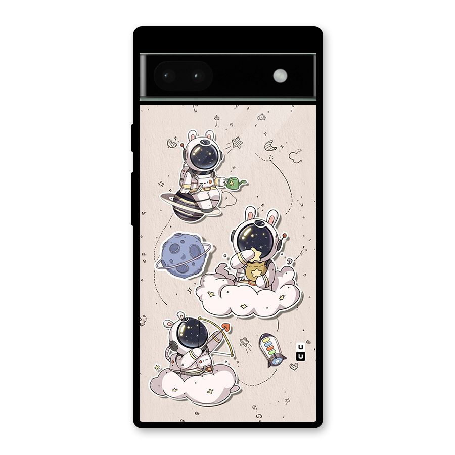 Lovely Astronaut Playing Glass Back Case for Google Pixel 6a