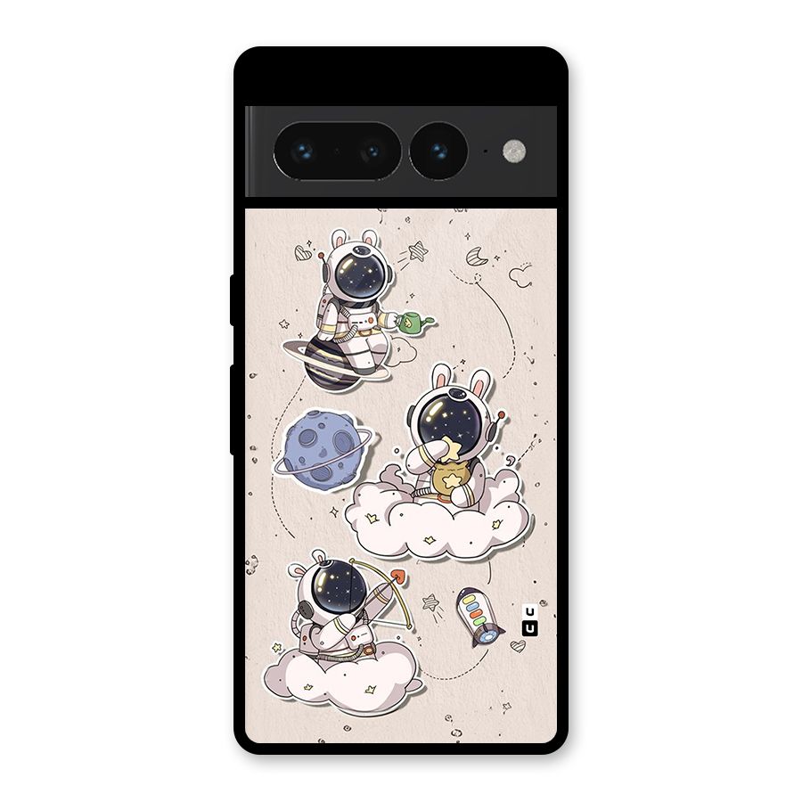 Lovely Astronaut Playing Glass Back Case for Google Pixel 7 Pro