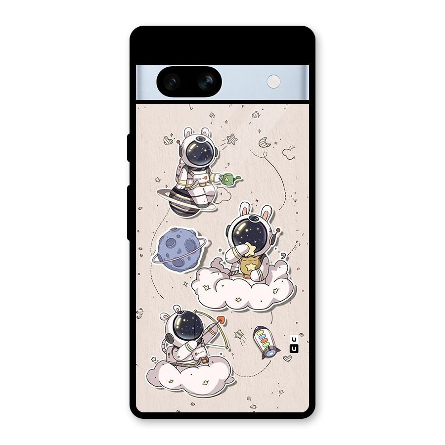 Lovely Astronaut Playing Glass Back Case for Google Pixel 7a