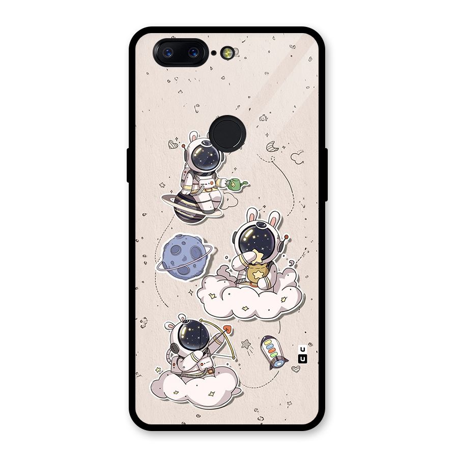 Lovely Astronaut Playing Glass Back Case for OnePlus 5T