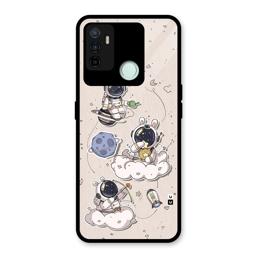 Lovely Astronaut Playing Glass Back Case for Oppo A53