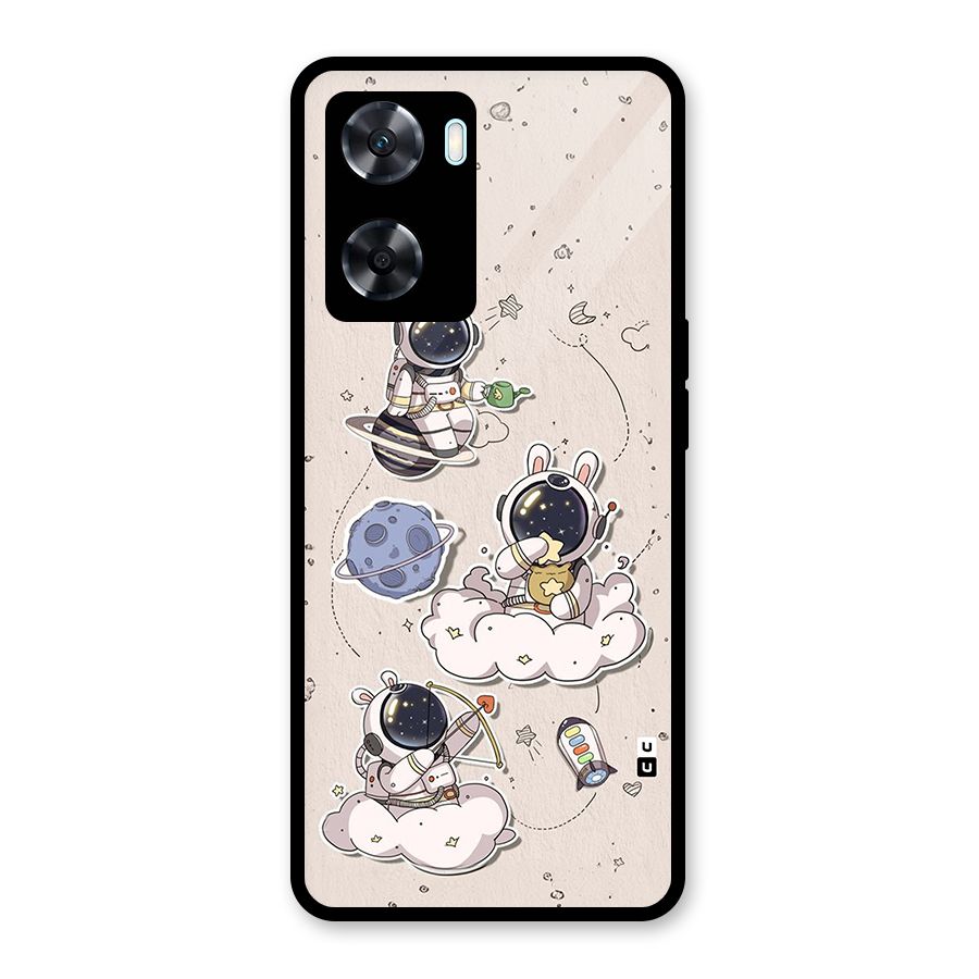 Lovely Astronaut Playing Glass Back Case for Oppo A77s