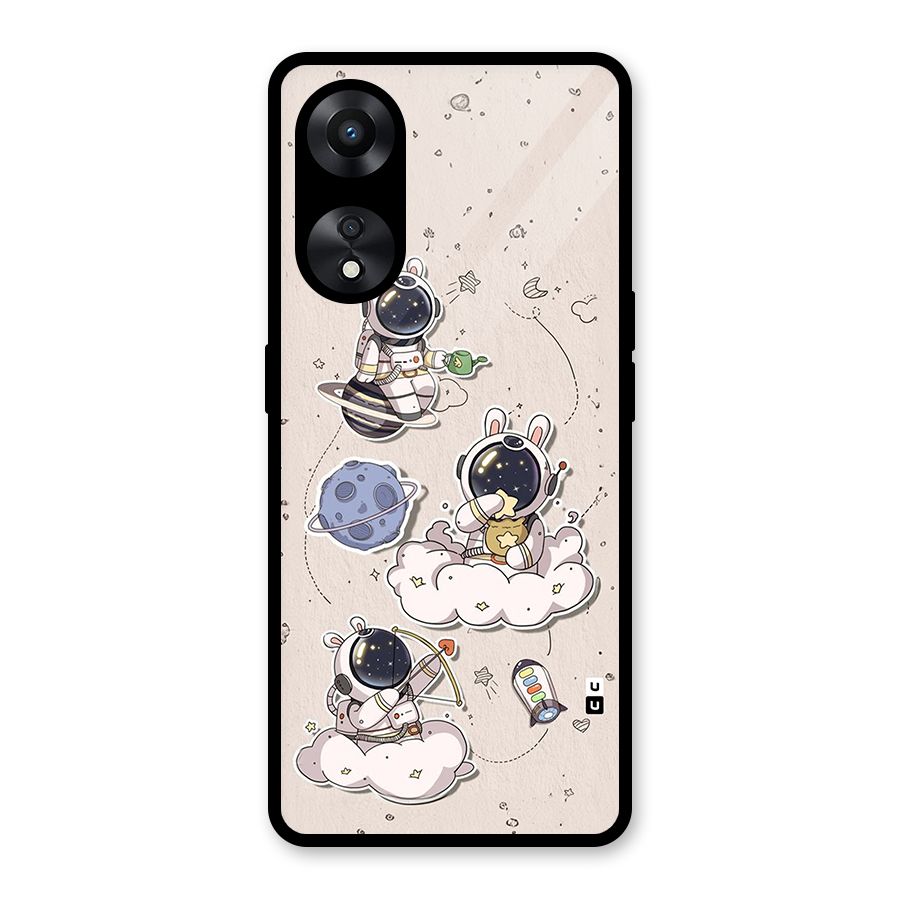 Lovely Astronaut Playing Glass Back Case for Oppo A78