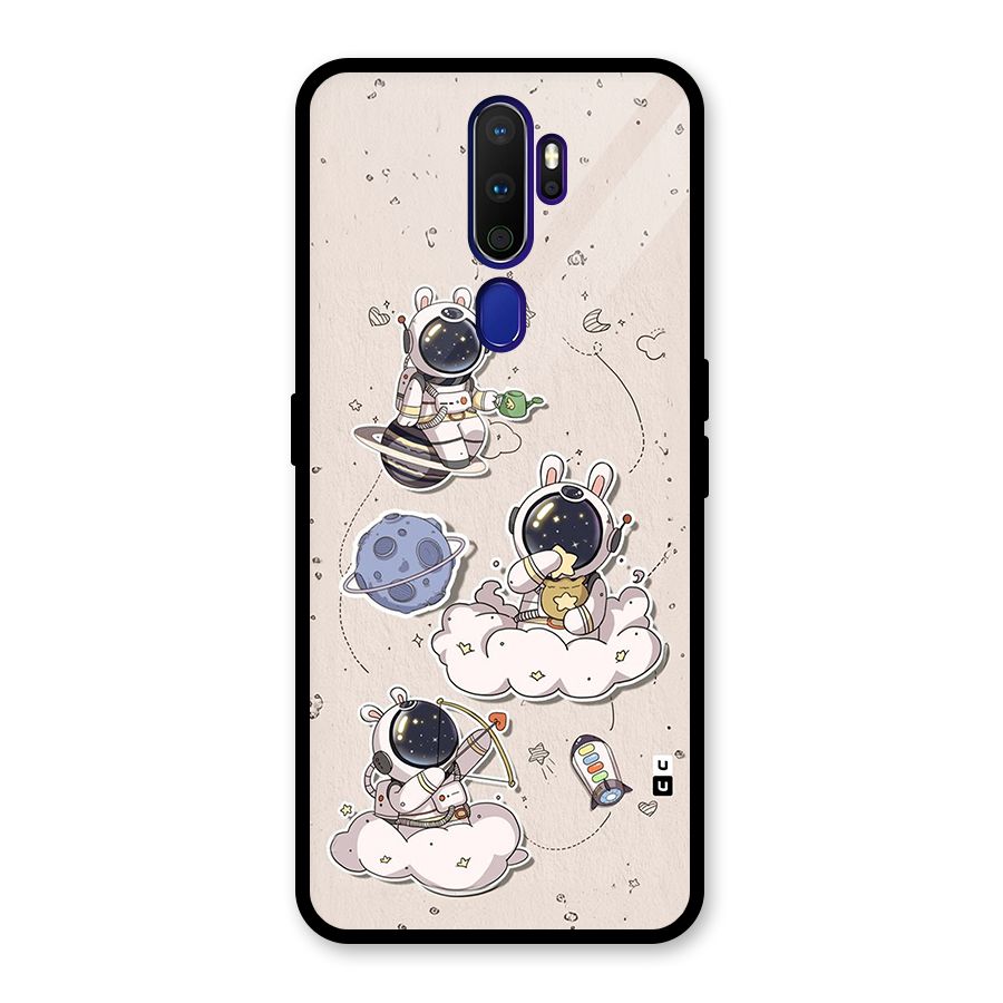 Lovely Astronaut Playing Glass Back Case for Oppo A9 (2020)