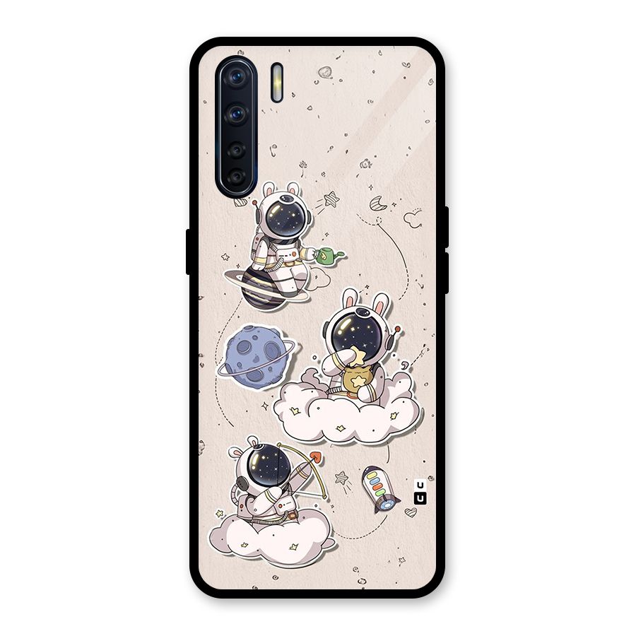 Lovely Astronaut Playing Glass Back Case for Oppo F15