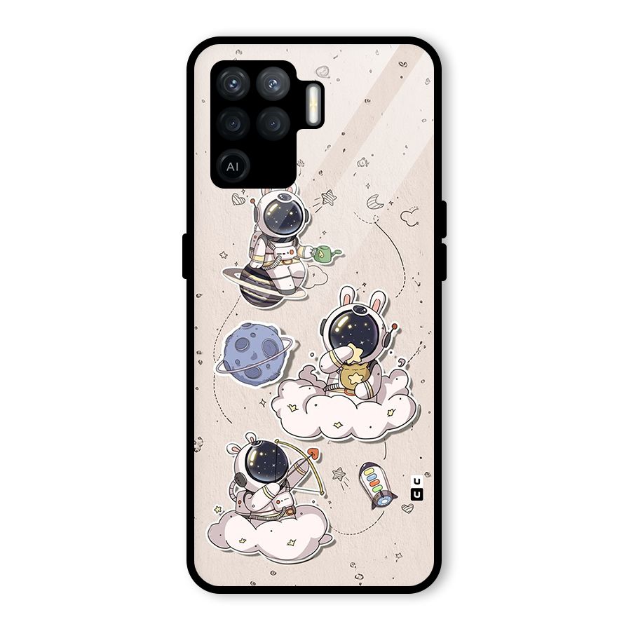 Lovely Astronaut Playing Glass Back Case for Oppo F19 Pro