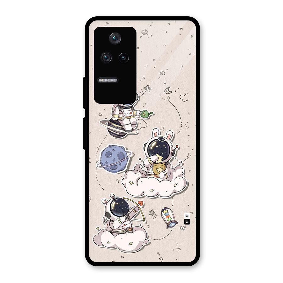 Lovely Astronaut Playing Glass Back Case for Poco F4 5G