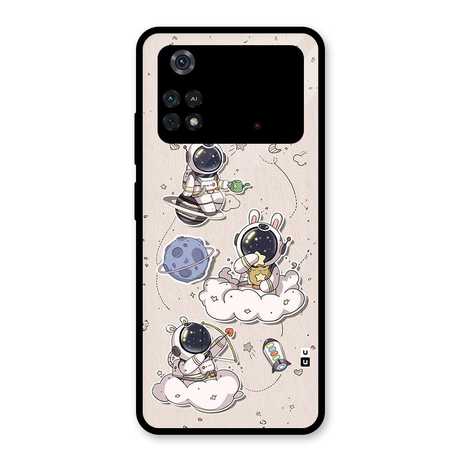 Lovely Astronaut Playing Glass Back Case for Poco M4 Pro 4G