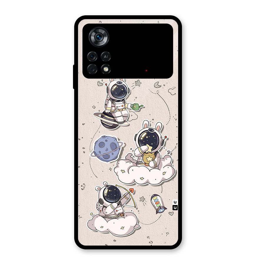 Lovely Astronaut Playing Glass Back Case for Poco X4 Pro 5G