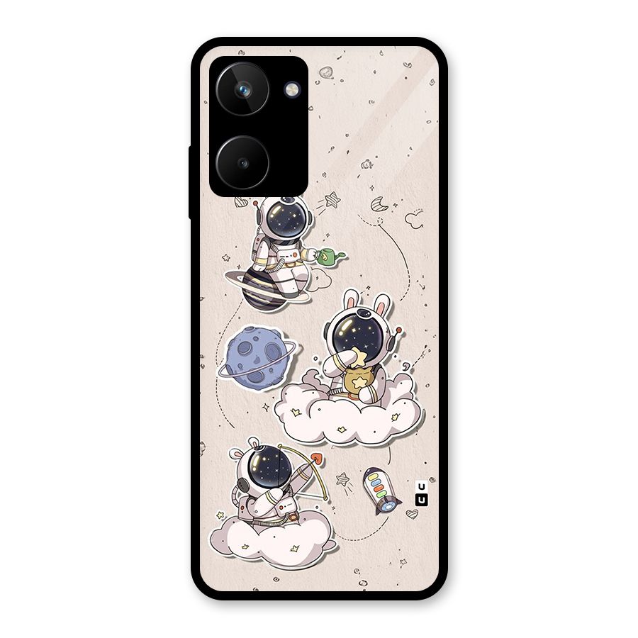 Lovely Astronaut Playing Glass Back Case for Realme 10