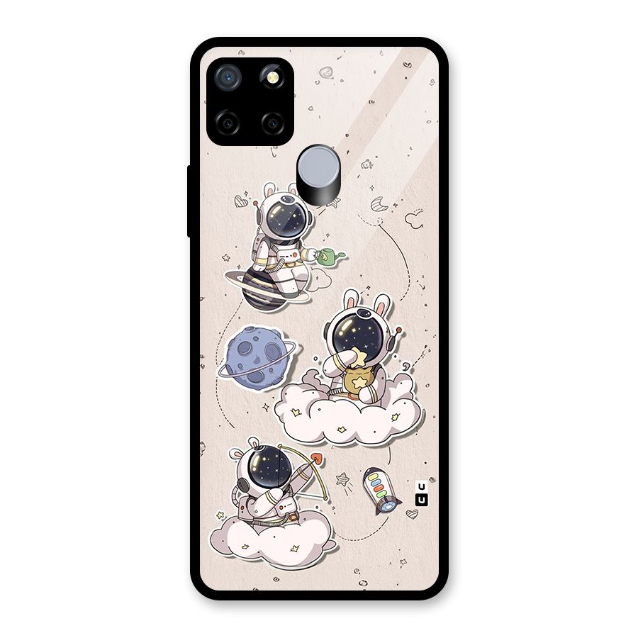 Lovely Astronaut Playing Glass Back Case for Realme Narzo 30A