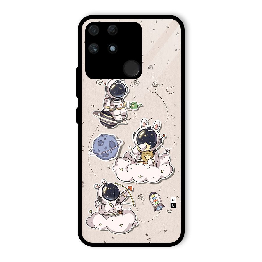Lovely Astronaut Playing Glass Back Case for Realme Narzo 50A