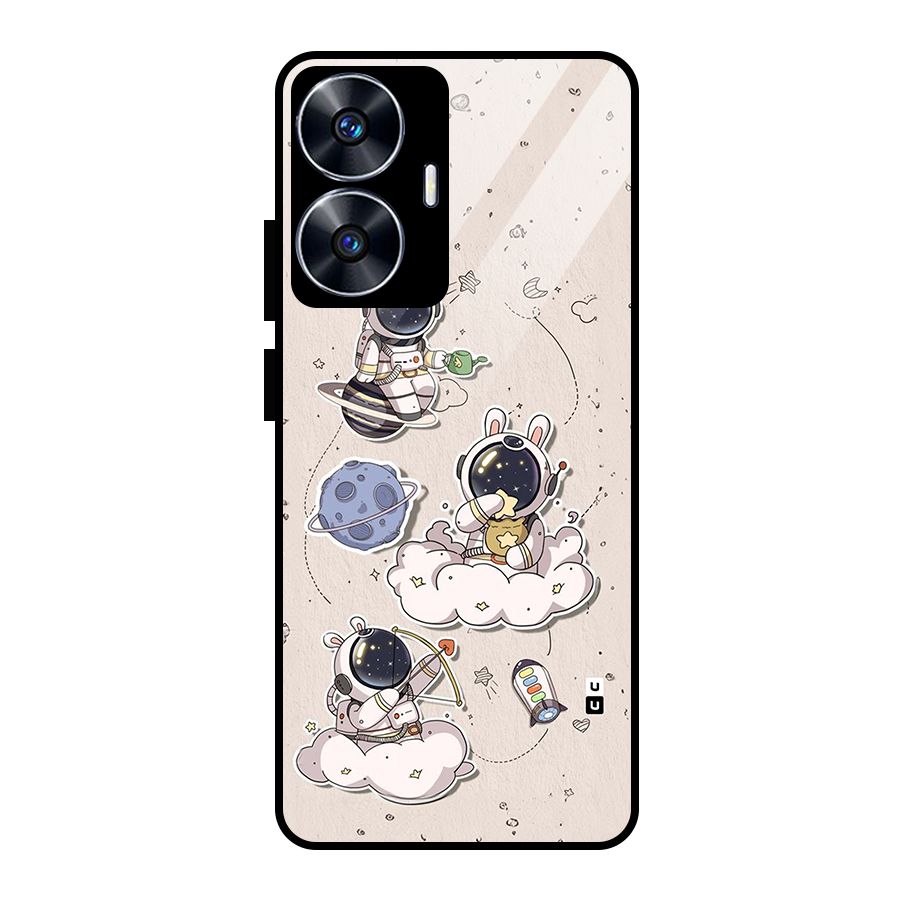 Lovely Astronaut Playing Glass Back Case for Realme Narzo N55