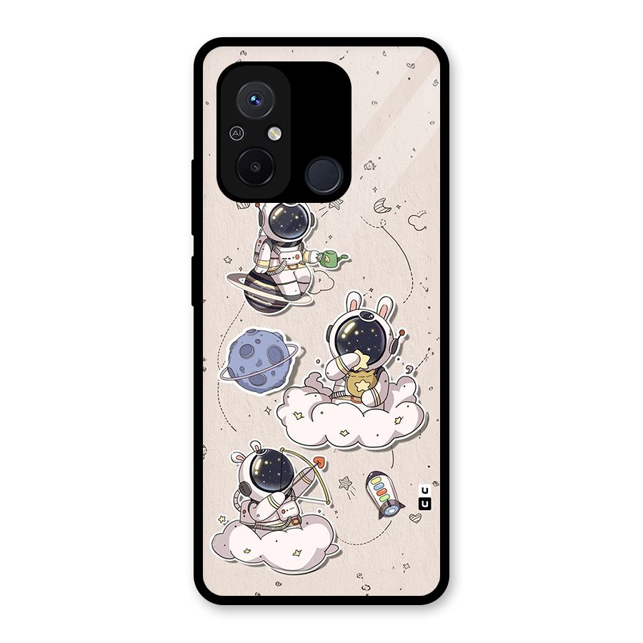Lovely Astronaut Playing Glass Back Case for Redmi 12C