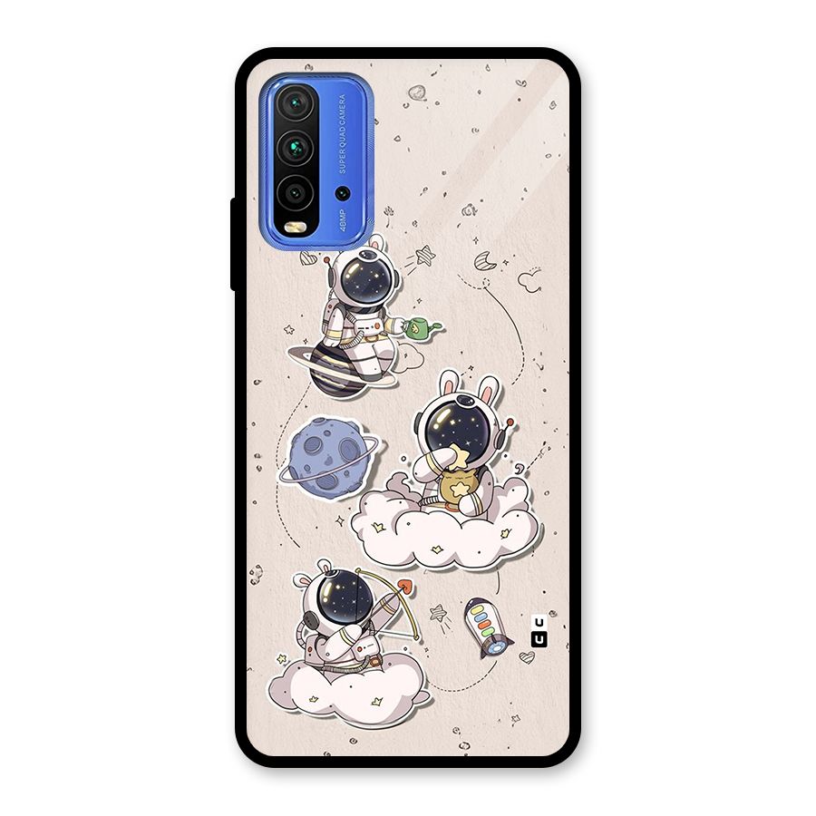 Lovely Astronaut Playing Glass Back Case for Redmi 9 Power