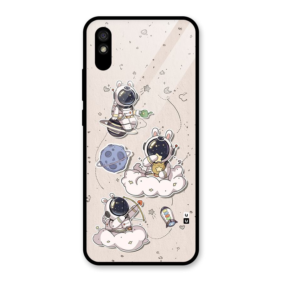 Lovely Astronaut Playing Glass Back Case for Redmi 9i