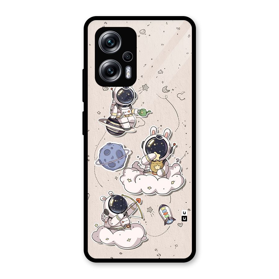 Lovely Astronaut Playing Glass Back Case for Redmi K50i