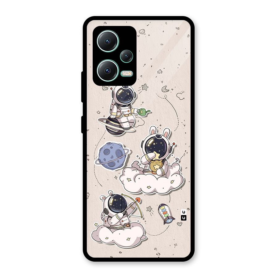 Lovely Astronaut Playing Glass Back Case for Redmi Note 12 5G