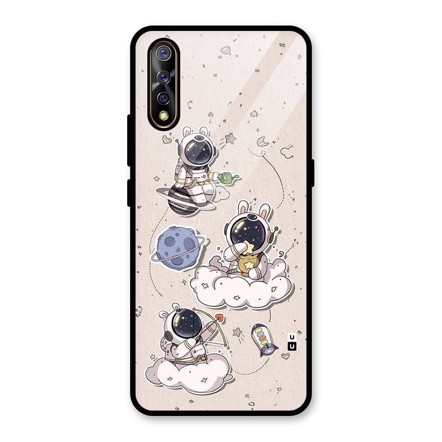 Lovely Astronaut Playing Glass Back Case for Vivo S1