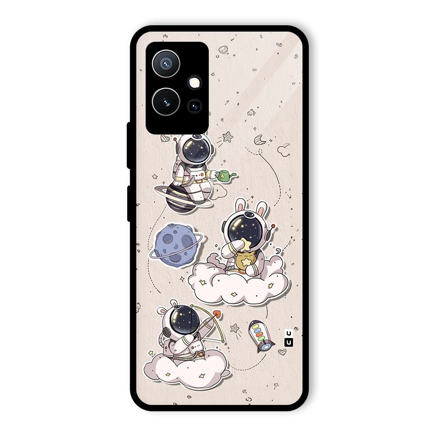 Lovely Astronaut Playing Glass Back Case for Vivo T1 5G
