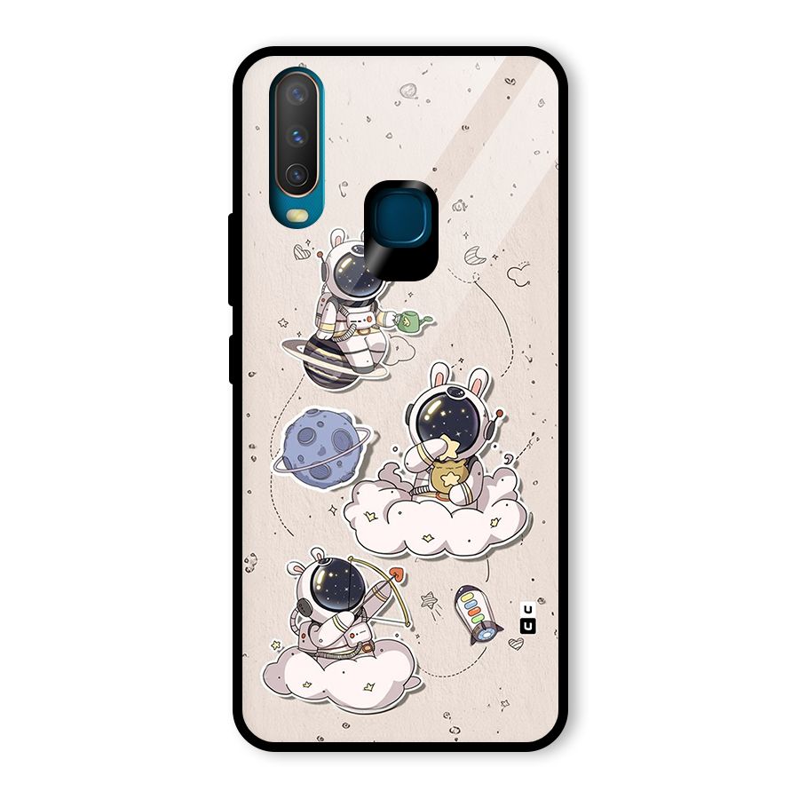 Lovely Astronaut Playing Glass Back Case for Vivo U10