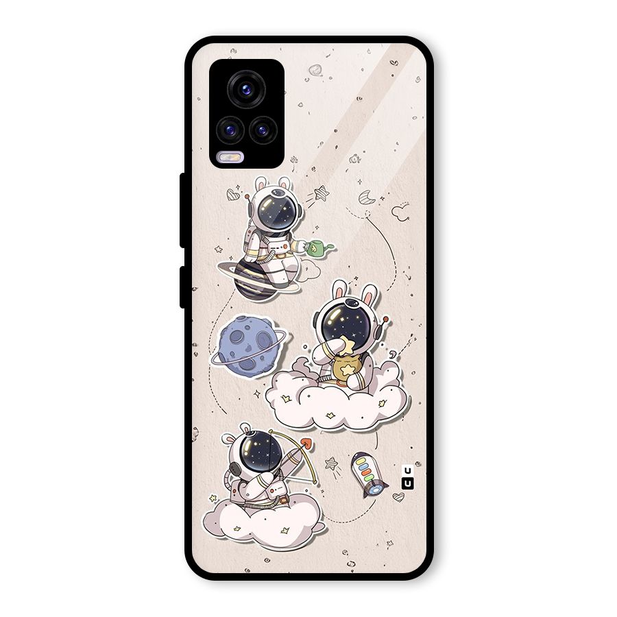 Lovely Astronaut Playing Glass Back Case for Vivo V20
